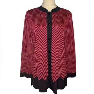 Exclusively Misook Pink and Black Chevron Jacket